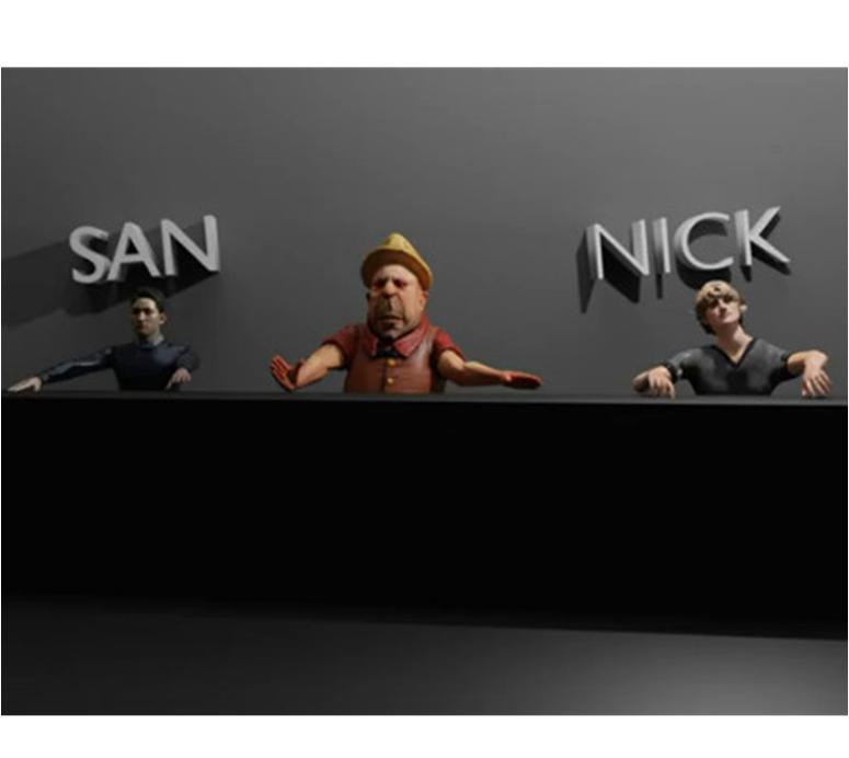 Virtual wrestling match of Nick versus San